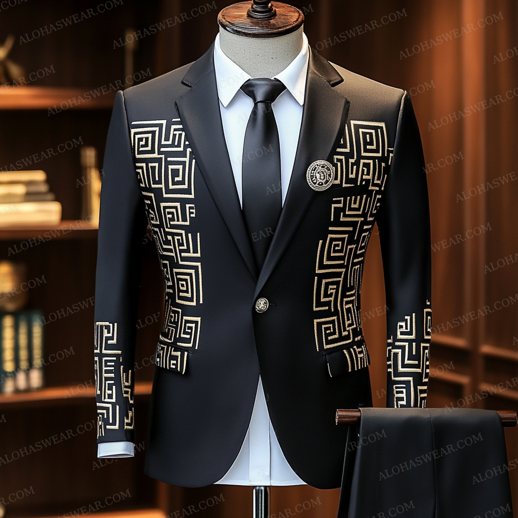 Luxury Suit Jacket Greek Key Limited sale Fashion Men's High quality