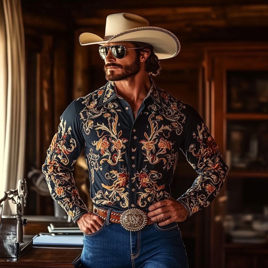 Most popular recommended styles Western Styles Premium High Elasticity Long Sleeve Shirt