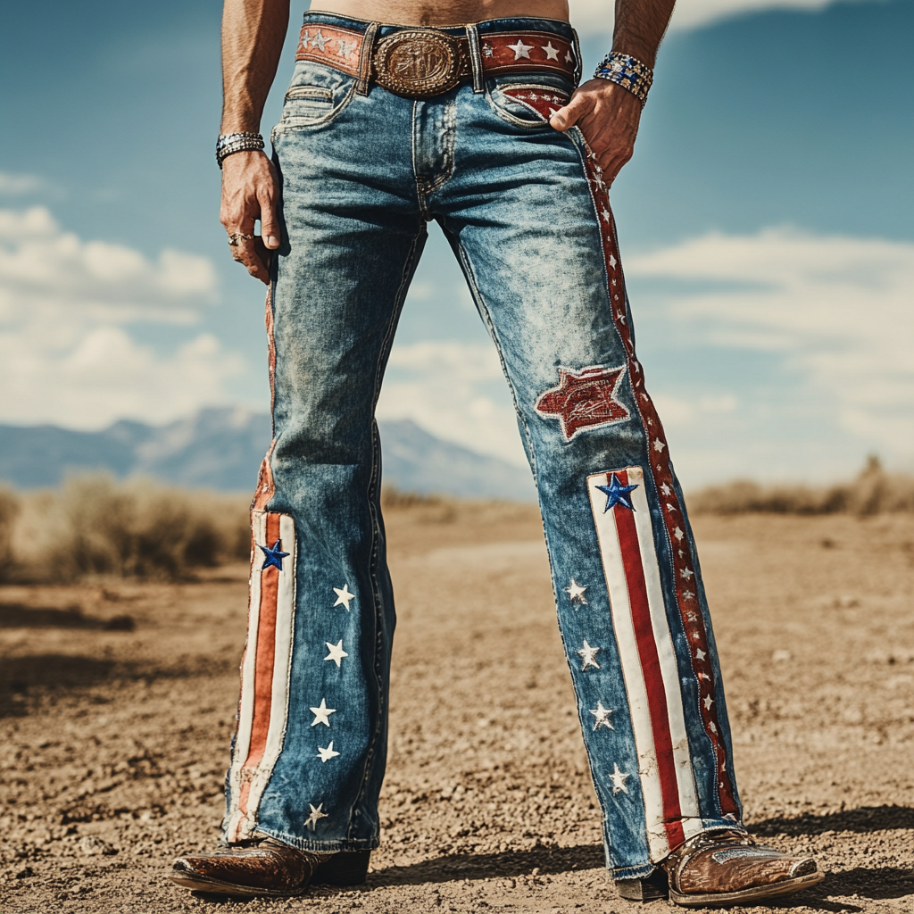 Western Straight Jeans Cowboy Men's Fashion Casual Pants High Quality