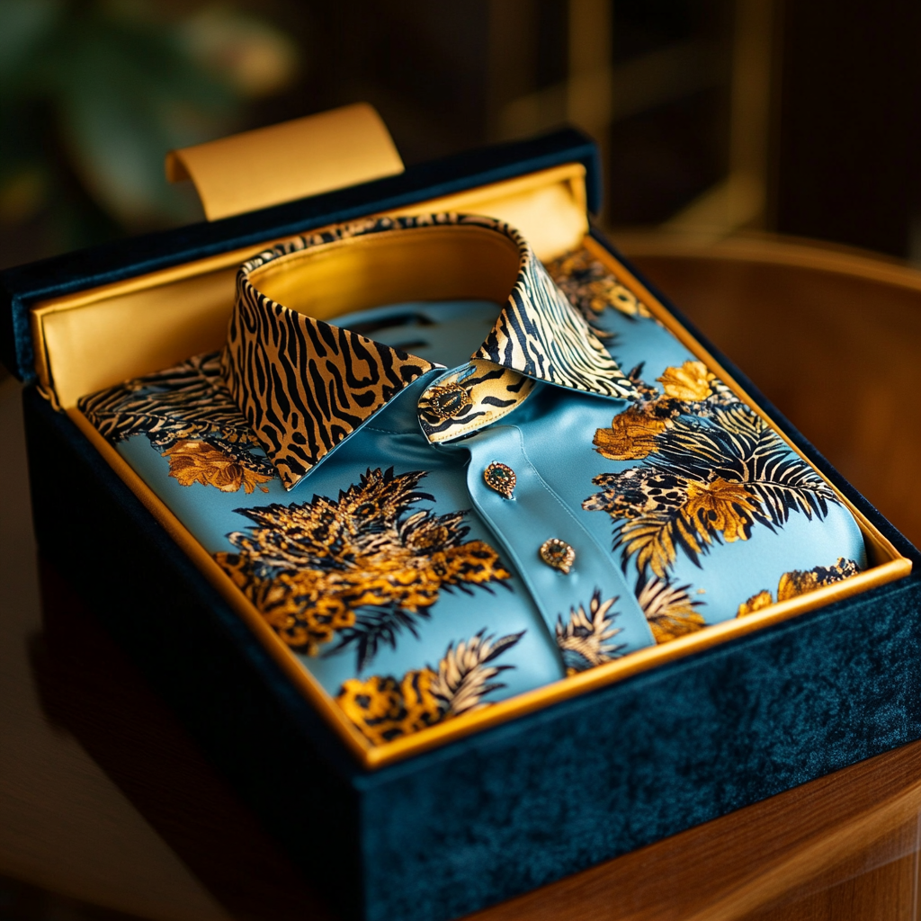 Leopard Luxury men's fashion high quality Suits shirt