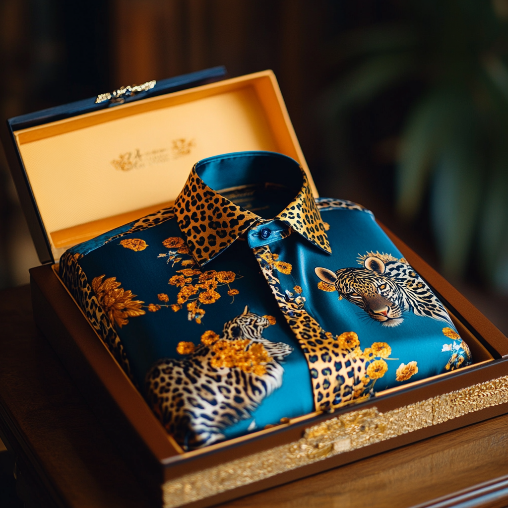 Leopard Luxury men's fashion high quality Suits shirt