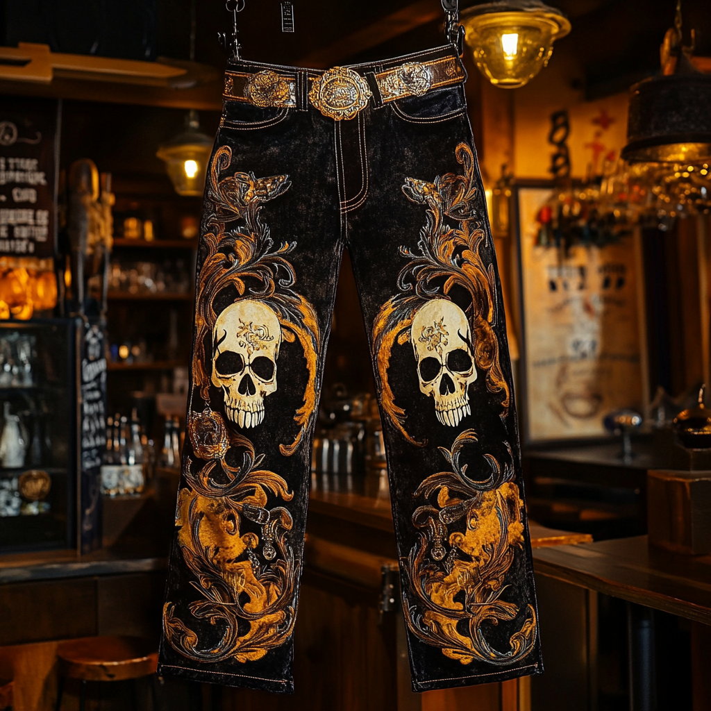 Western Jeans Cowboy Men's Unique Fashion Casual Pants High Elasticity