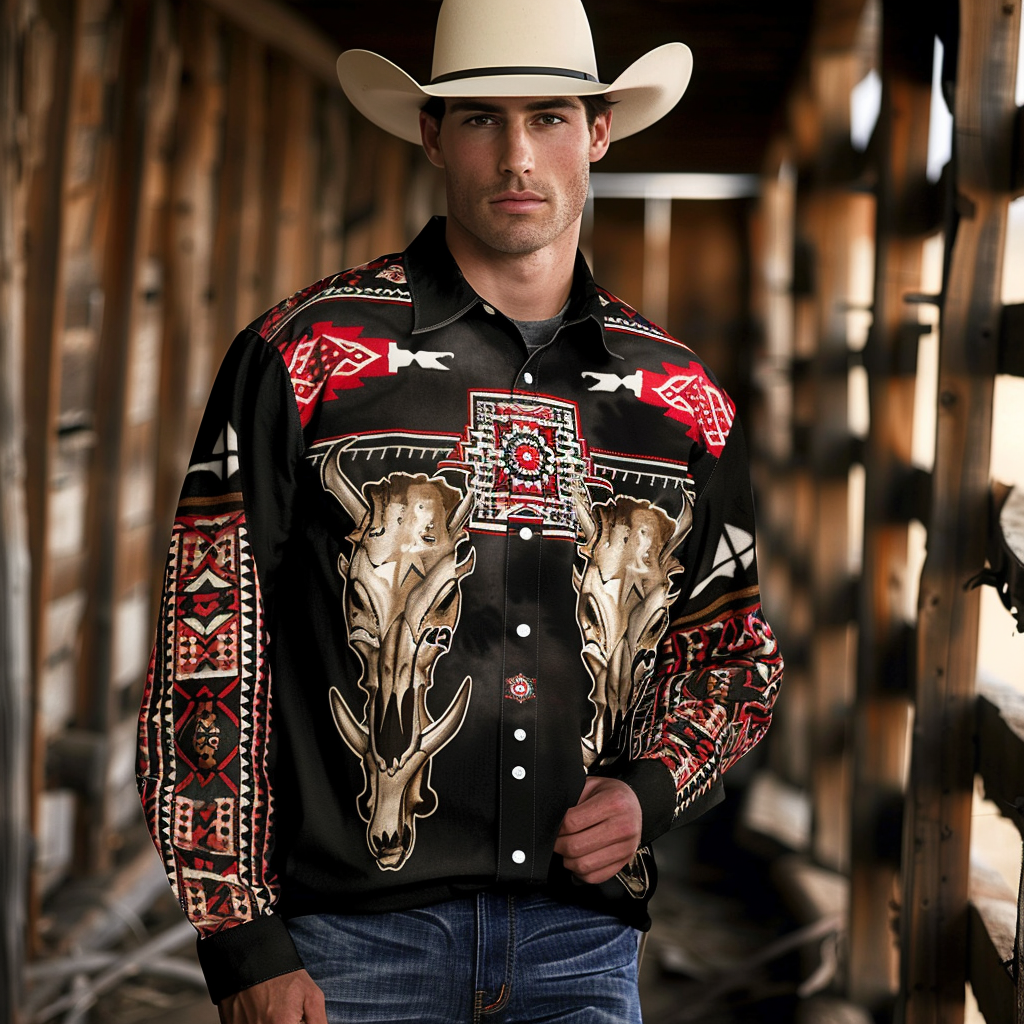 Country style Western Long Shirt High quality High elasticity