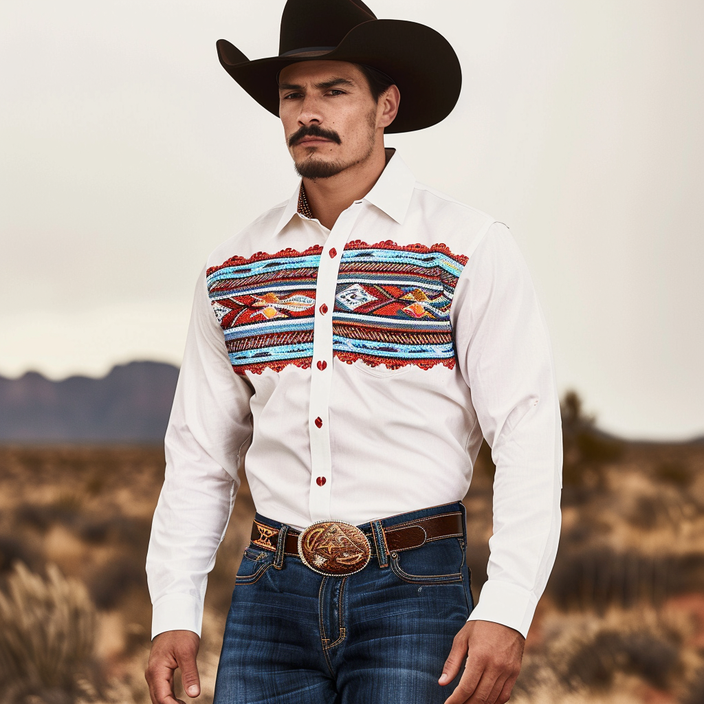 Country style Western Long Shirt High quality High elasticity