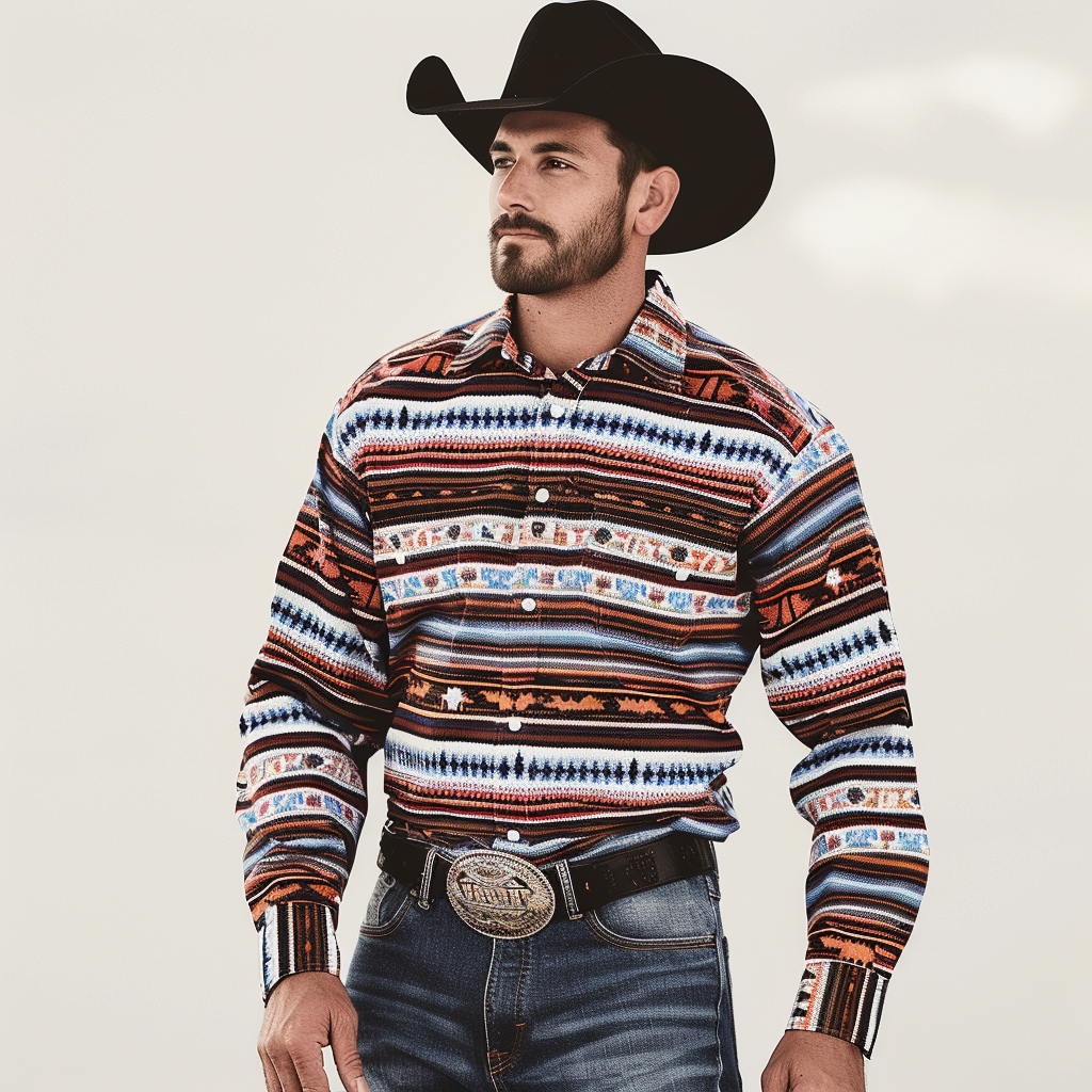 Country style Western Long Shirt High quality High elasticity