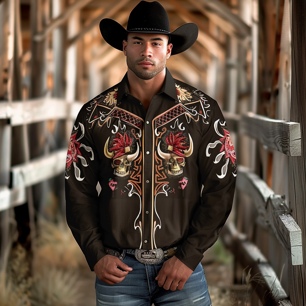 Country style Western Long Shirt High quality High elasticity