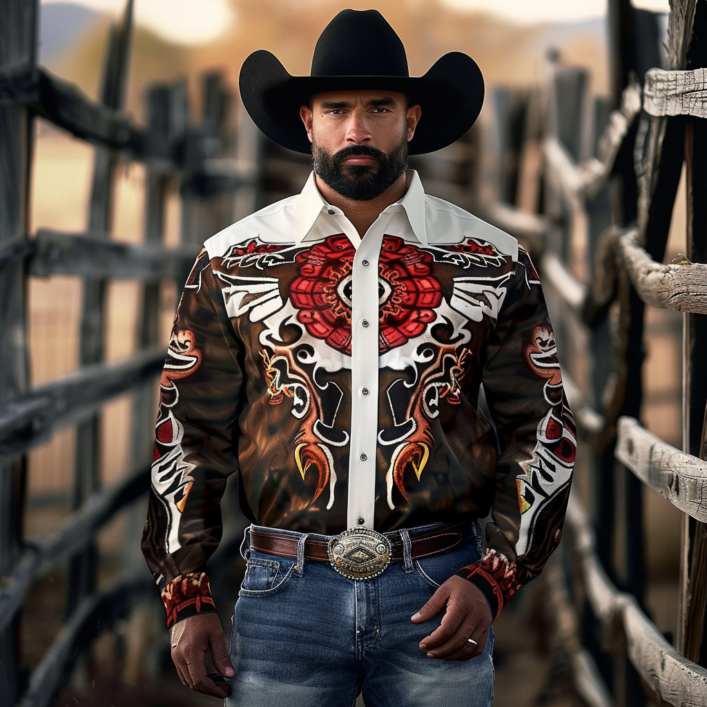 Country style Western Long Shirt High quality High elasticity