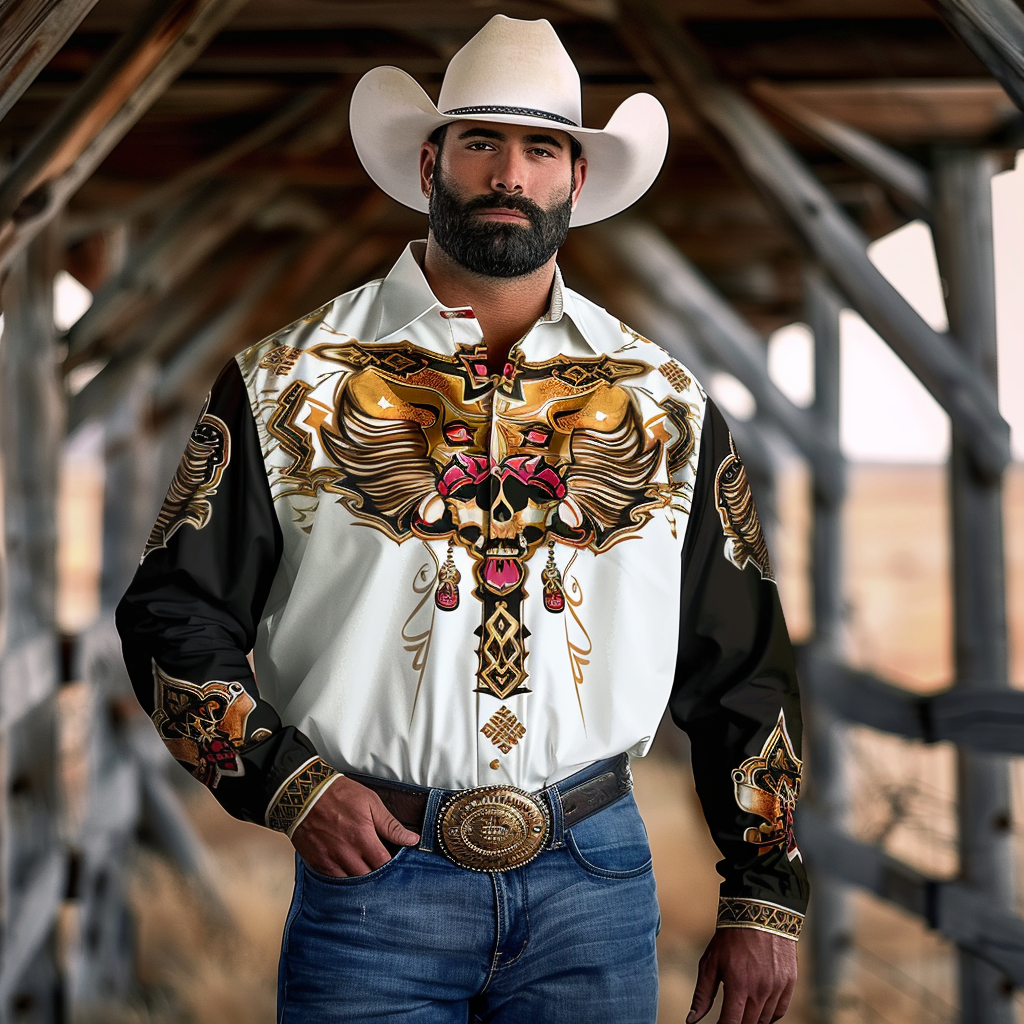 Country style Western Long Shirt High quality High elasticity