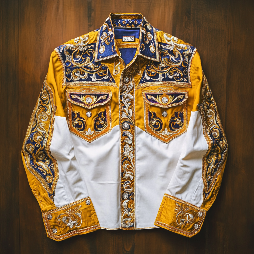 Mardi Gras Western Long Shirt High quality High elasticity