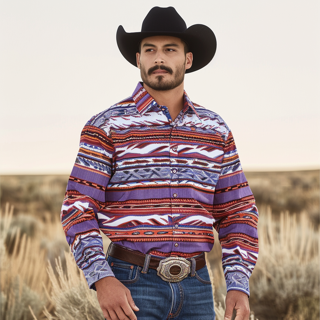 Country style Western Long Shirt High quality High elasticity