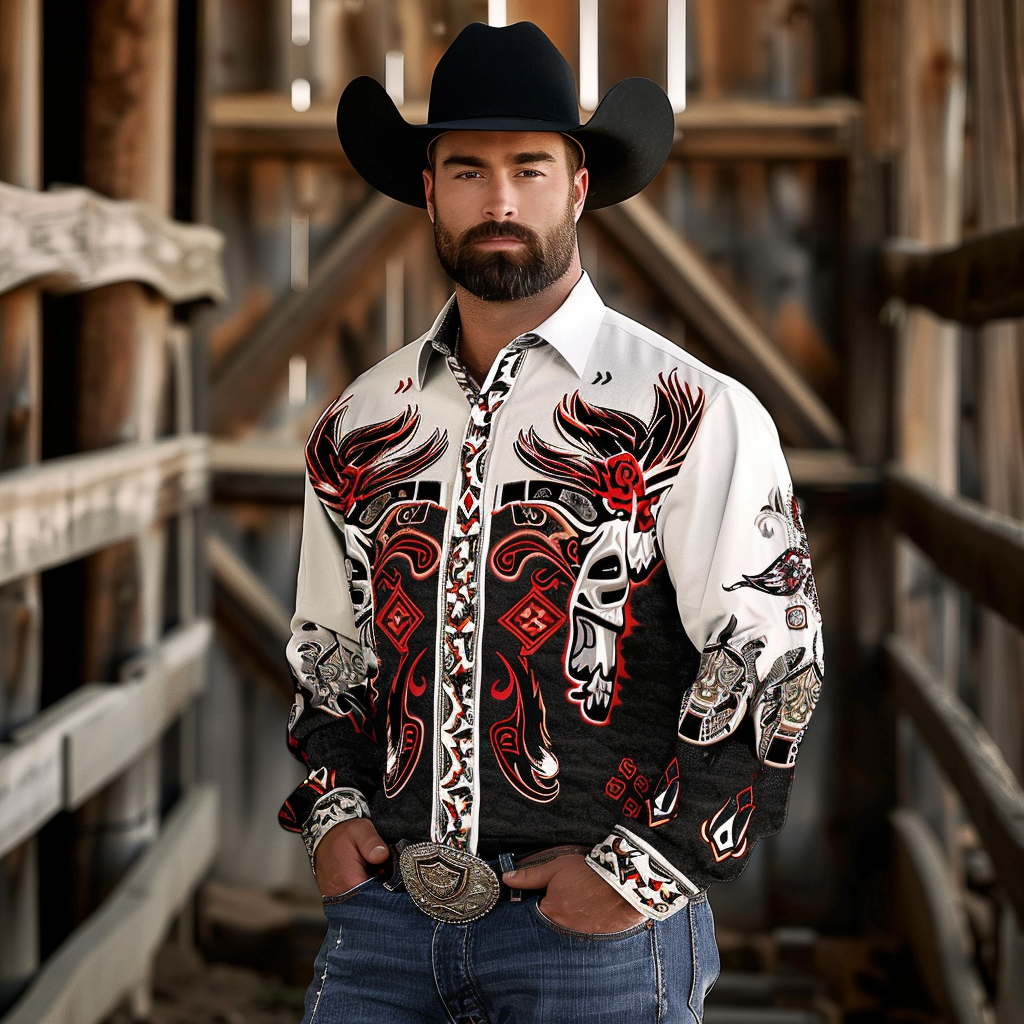 Country style Western Long Shirt High quality High elasticity