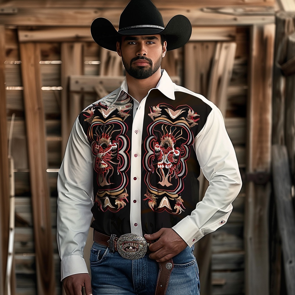 Country style Western Long Shirt High quality High elasticity