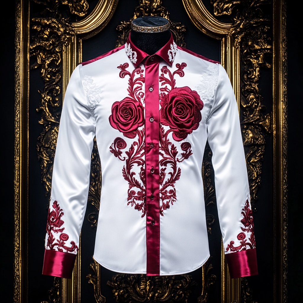 Exquisite Men's Fashion Shirt Uniform Obscure embroidery high quality