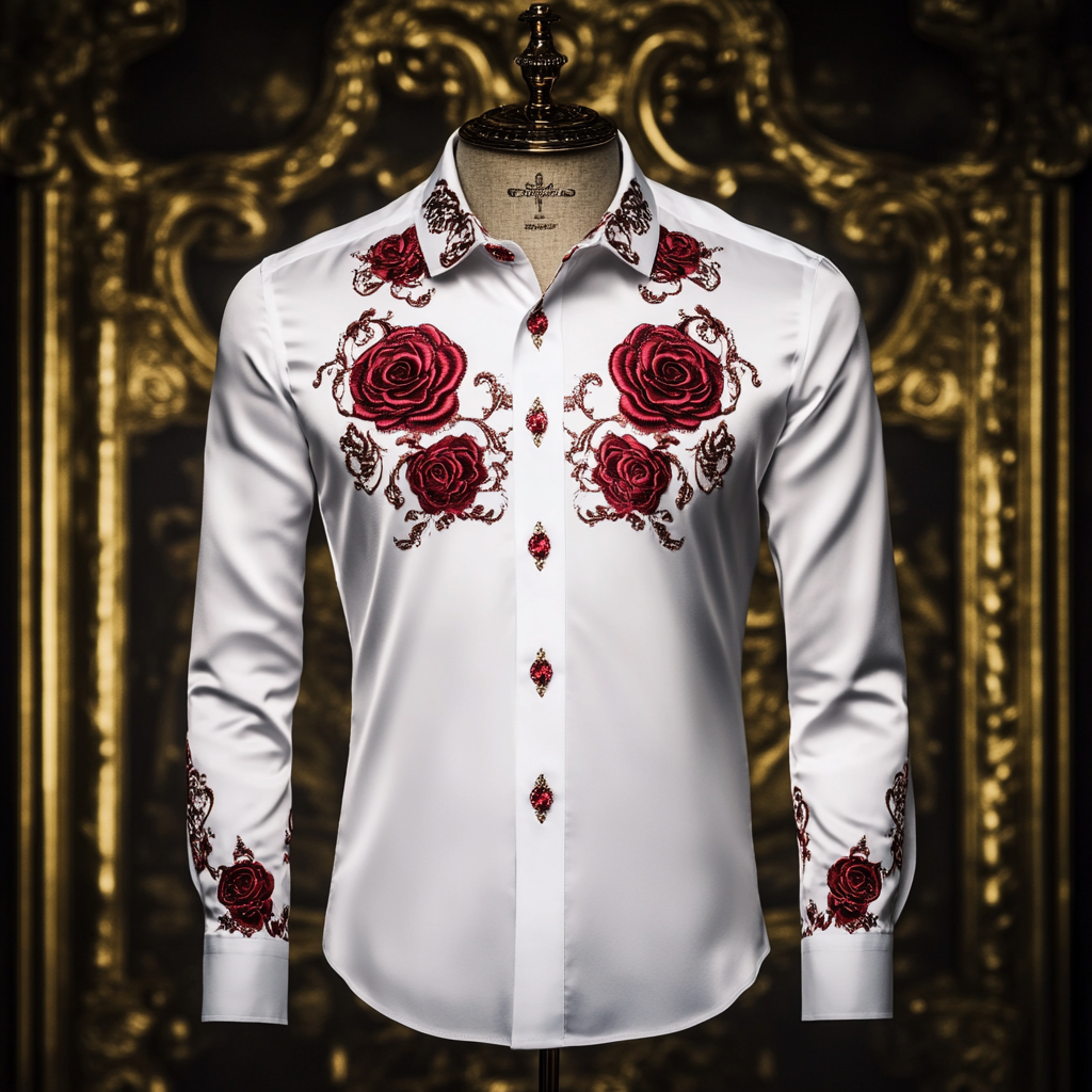 Exquisite Men's Fashion Shirt Uniform Obscure embroidery high quality