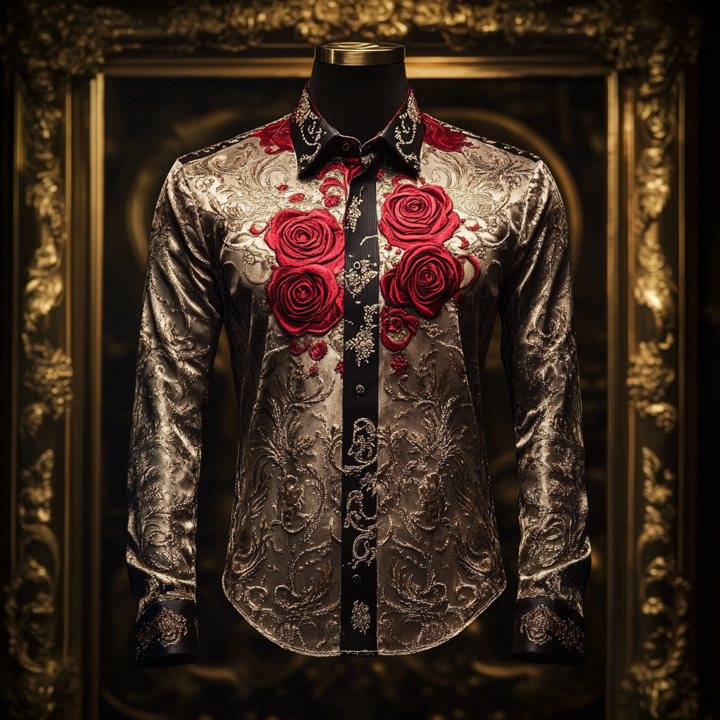 Exquisite Men's Fashion Shirt Uniform Obscure embroidery high quality