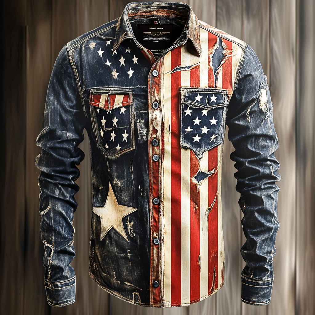 USA American Western Styles Premium High Elasticity Long Sleeve Shirt