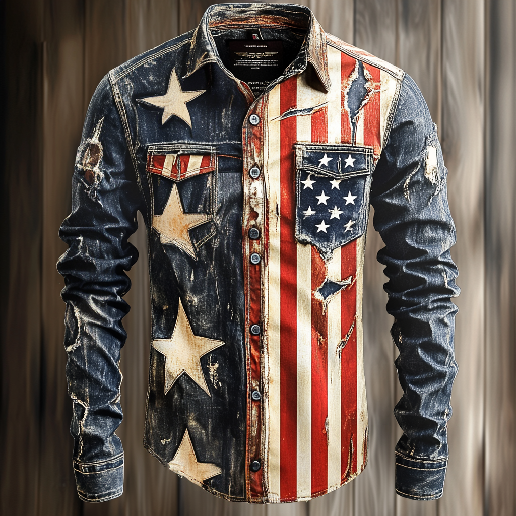 USA American Western Styles Premium High Elasticity Long Sleeve Shirt