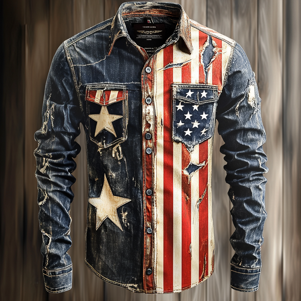 USA American Western Styles Premium High Elasticity Long Sleeve Shirt