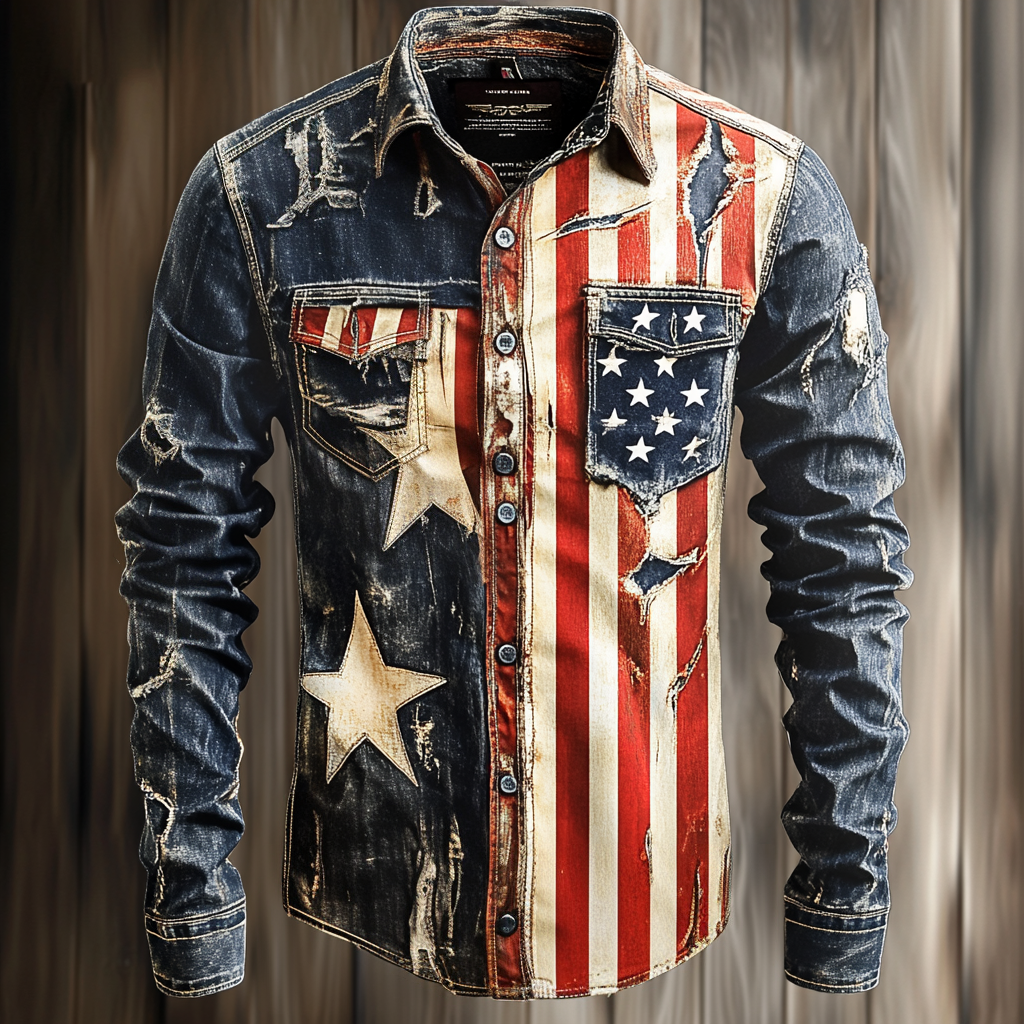 USA American Western Styles Premium High Elasticity Long Sleeve Shirt