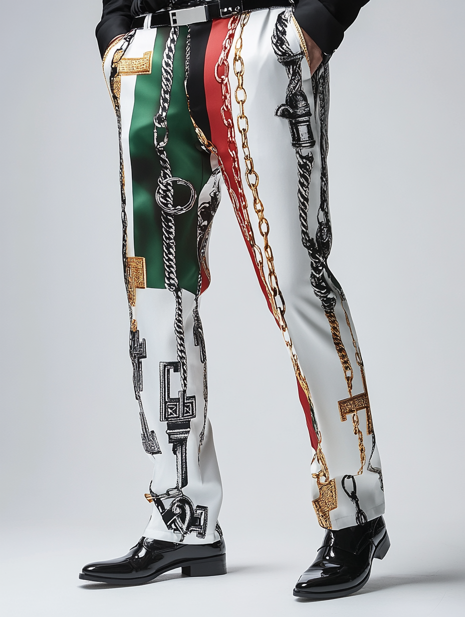 Luxury Men's Unique Fashion Casual Suit Pants High Elasticity