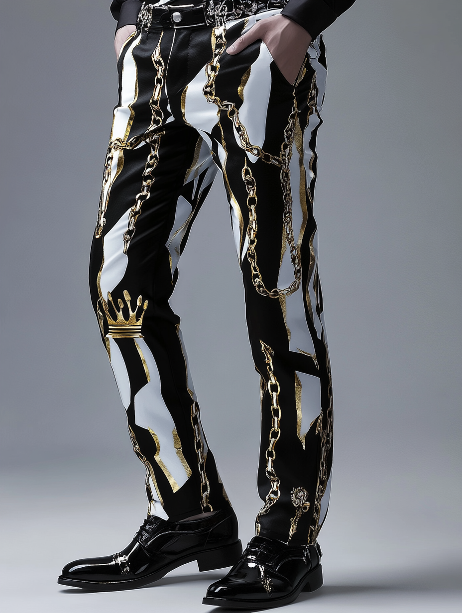 Luxury Men's Unique Fashion Casual Suit Pants High Elasticity