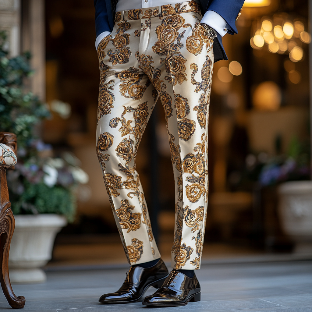 Luxury Men's Unique Fashion Casual Suit Pants High Elasticity