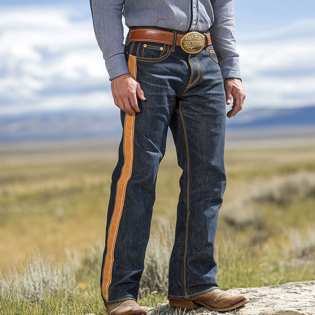 Western Jeans Cowboy Men's Unique Fashion Casual Pants High Elasticity