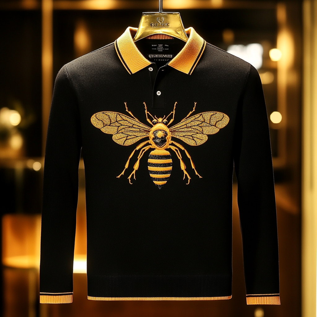 Bee Luxury Designer Brand men's fashion high quality long-sleeve Suits polo shirt
