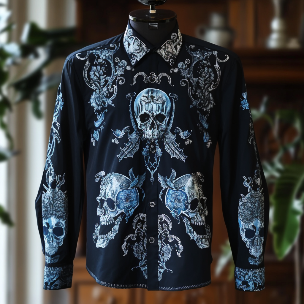 Halloween Skulls Western Styles Premium High Elasticity Long Sleeve Shirt
