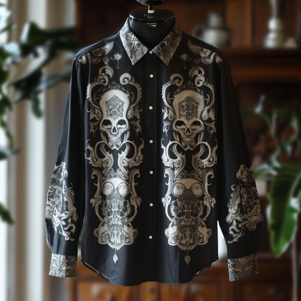 Halloween Skulls Western Styles Premium High Elasticity Long Sleeve Shirt