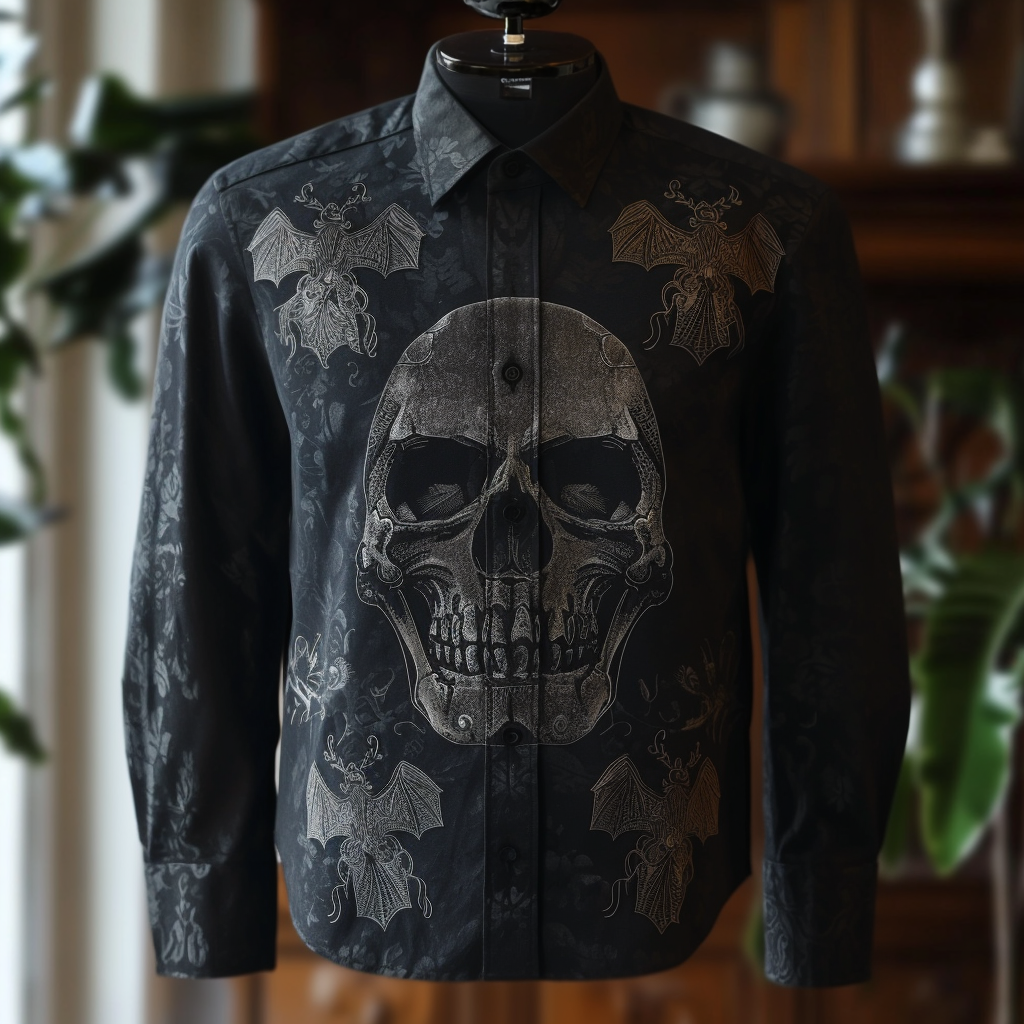 Halloween Skulls Western Styles Premium High Elasticity Long Sleeve Shirt