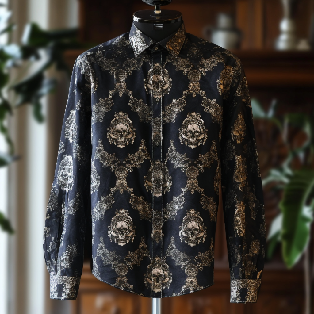 Halloween Skulls Western Styles Premium High Elasticity Long Sleeve Shirt