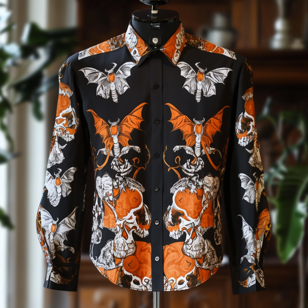 Halloween Skulls Western Styles Premium High Elasticity Long Sleeve Shirt