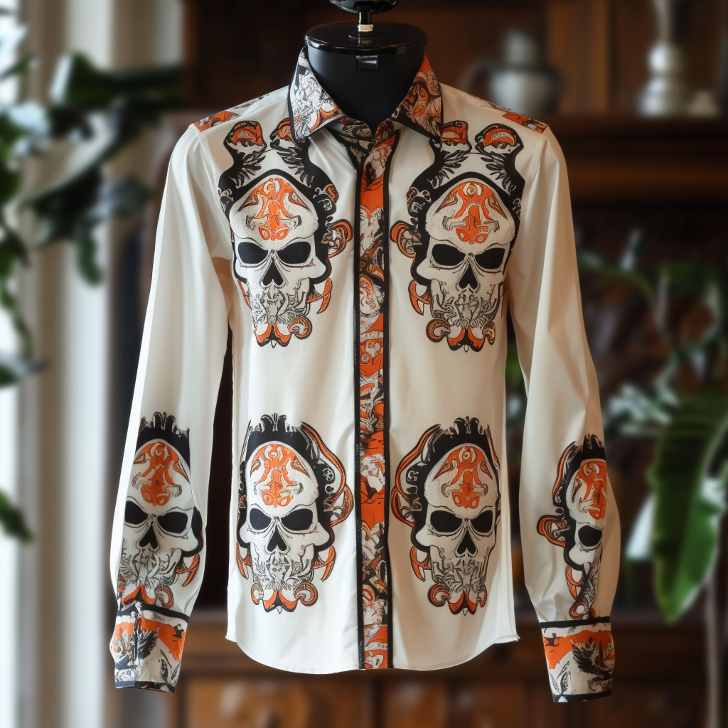 Halloween Skulls Western Styles Premium High Elasticity Long Sleeve Shirt
