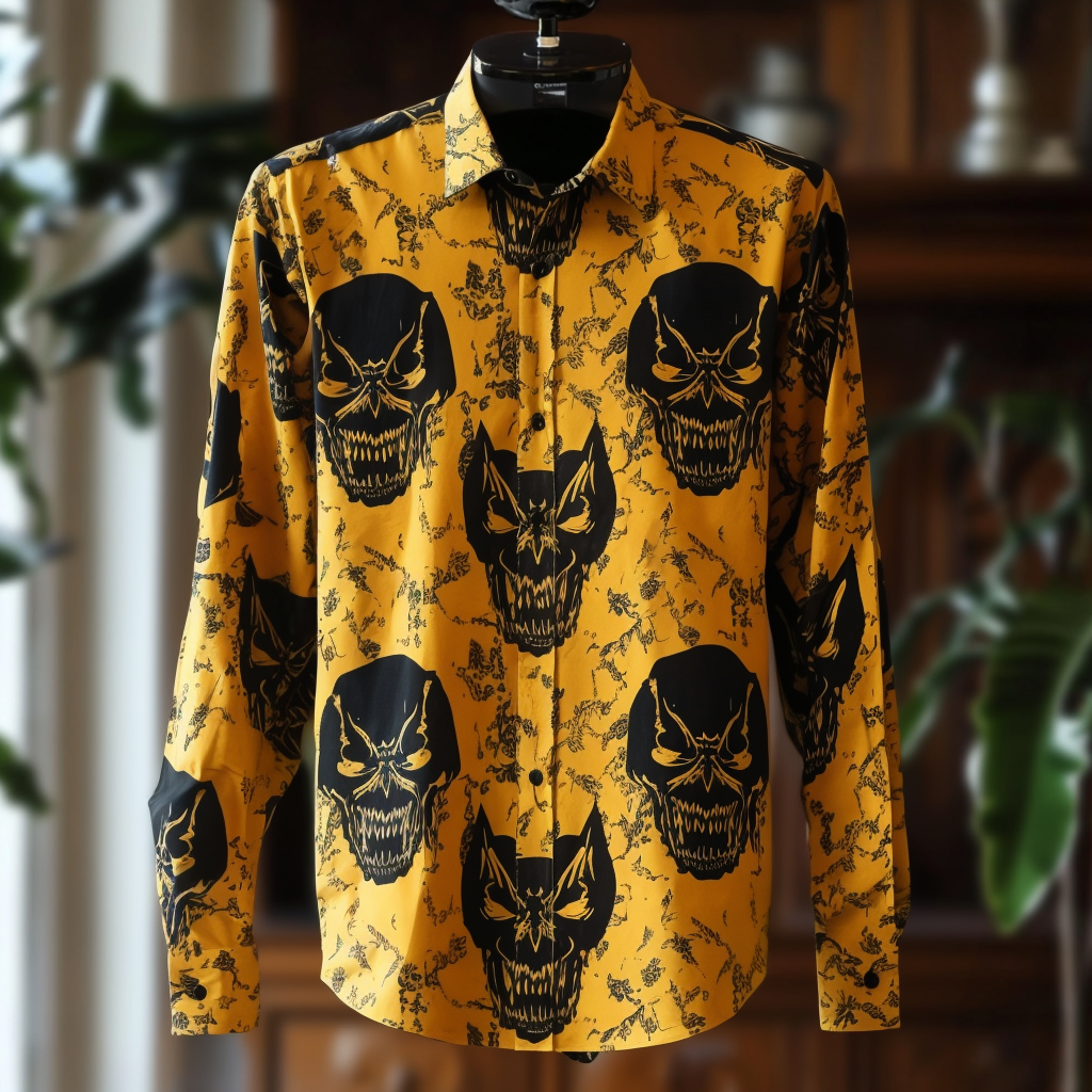 Halloween Skulls Western Styles Premium High Elasticity Long Sleeve Shirt