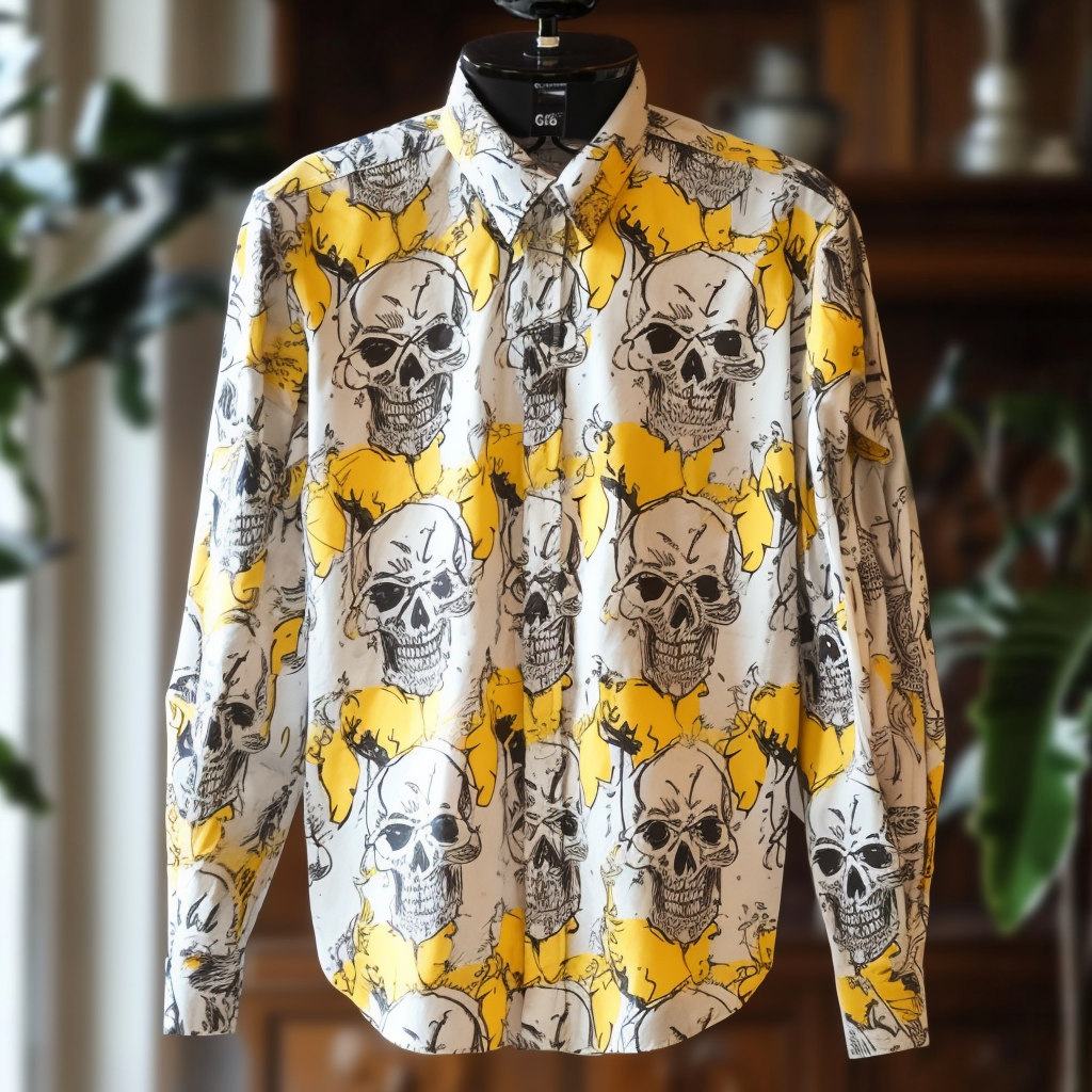 Halloween Skulls Western Styles Premium High Elasticity Long Sleeve Shirt