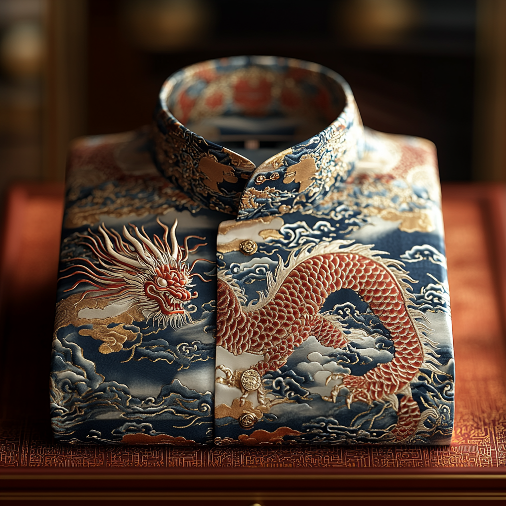 Dragon Motifs Business Casual luxury Party men's fashion suit shirt
