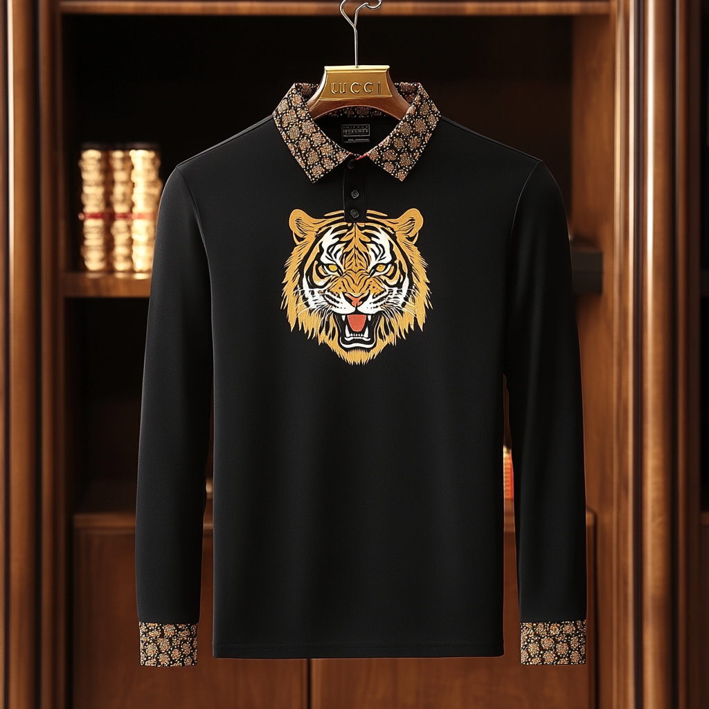 Tiger Luxury Designer Brand men's fashion high quality long-sleeve Suits polo shirt