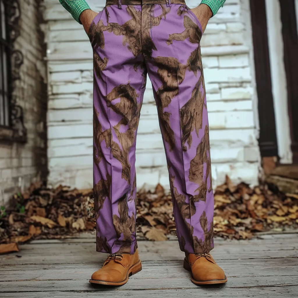 Python × fallen leaves Luxury Men's Unique Fashion Casual Suit Pants High Elasticity