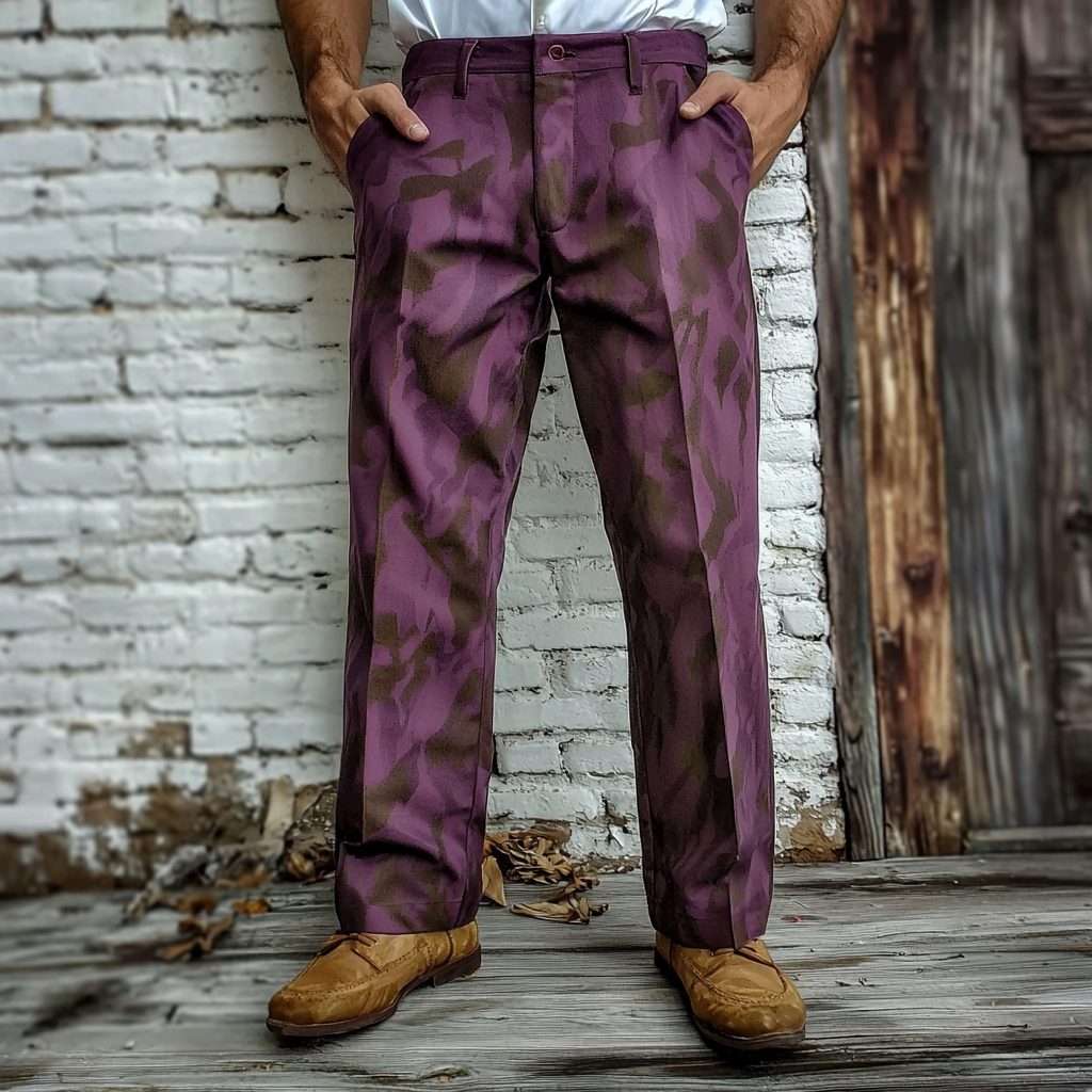 Python × fallen leaves Luxury Men's Unique Fashion Casual Suit Pants High Elasticity