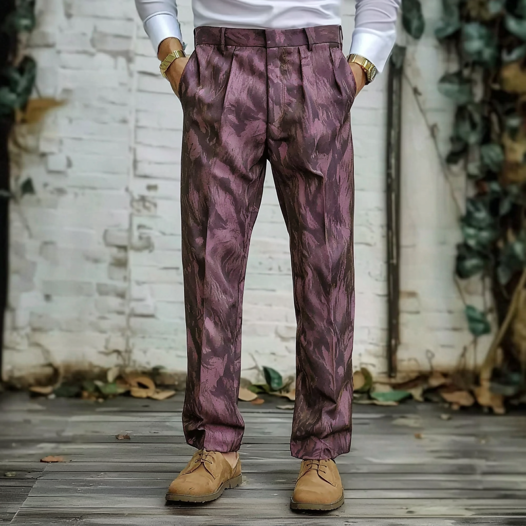 Python × fallen leaves Luxury Men's Unique Fashion Casual Suit Pants High Elasticity