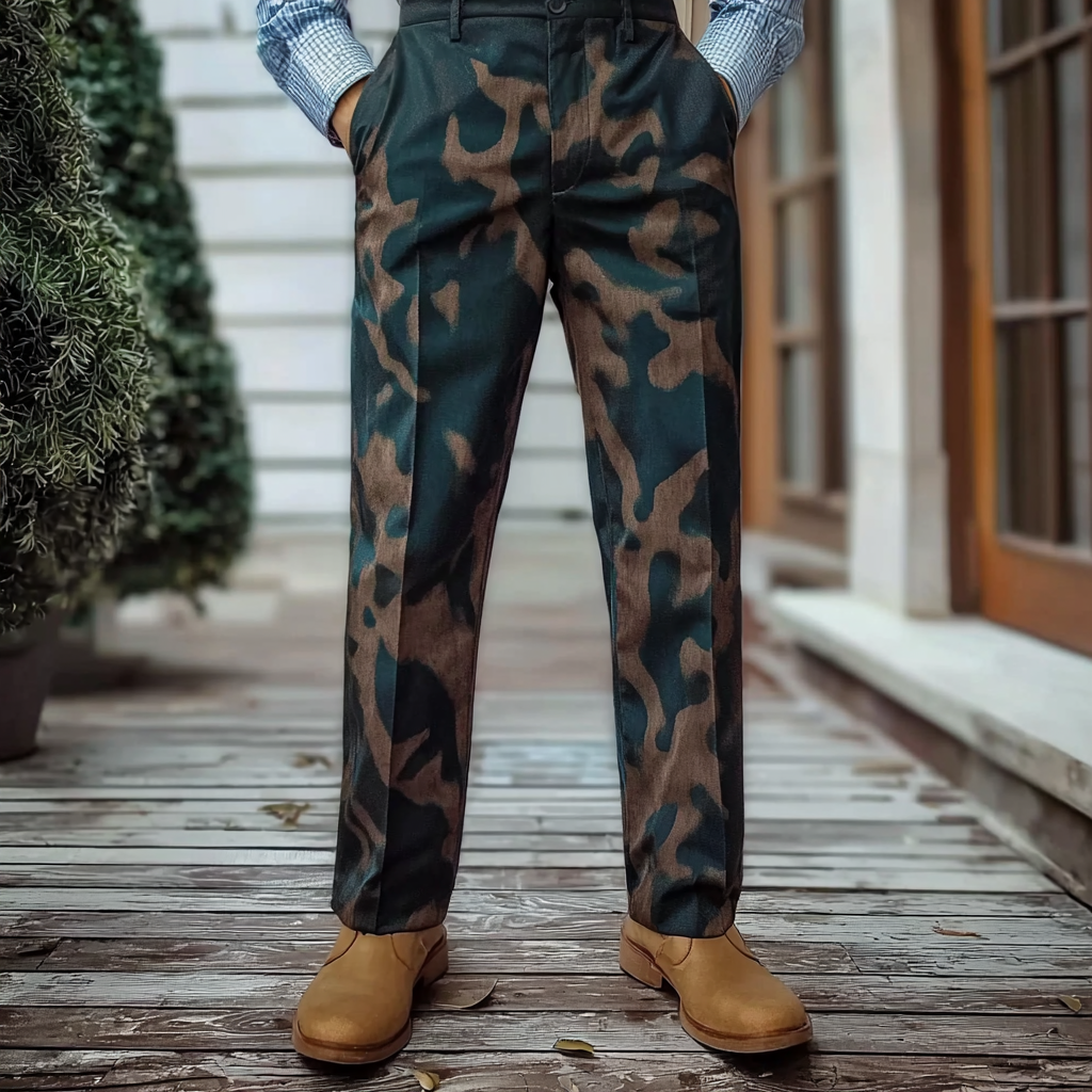 Python × fallen leaves Luxury Men's Unique Fashion Casual Suit Pants High Elasticity