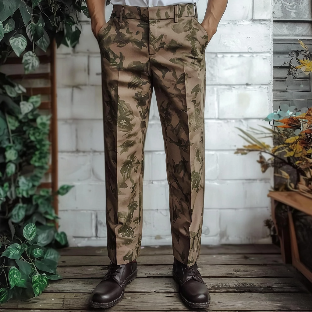 Python × fallen leaves Luxury Men's Unique Fashion Casual Suit Pants High Elasticity