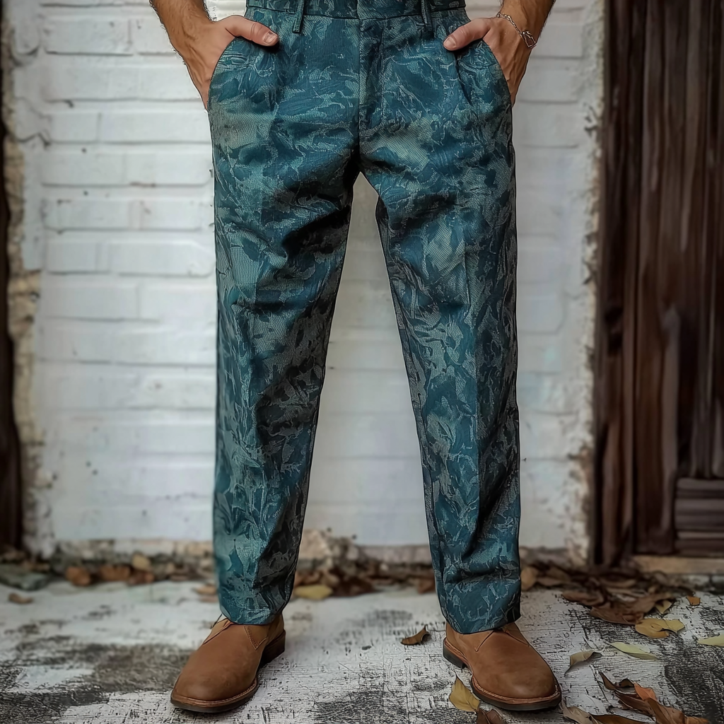 Python × fallen leaves Luxury Men's Unique Fashion Casual Suit Pants High Elasticity