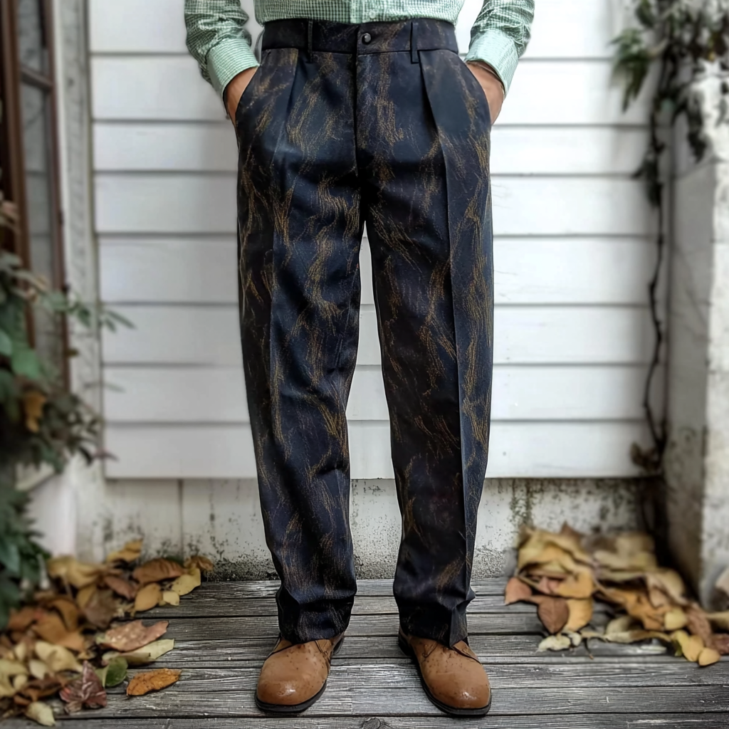 Python × fallen leaves Luxury Men's Unique Fashion Casual Suit Pants High Elasticity