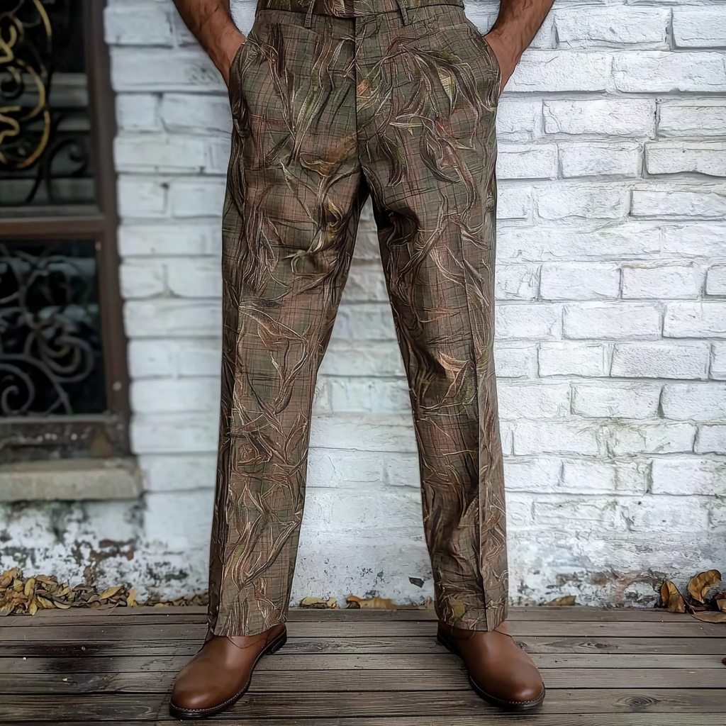 Python × fallen leaves Luxury Men's Unique Fashion Casual Suit Pants High Elasticity