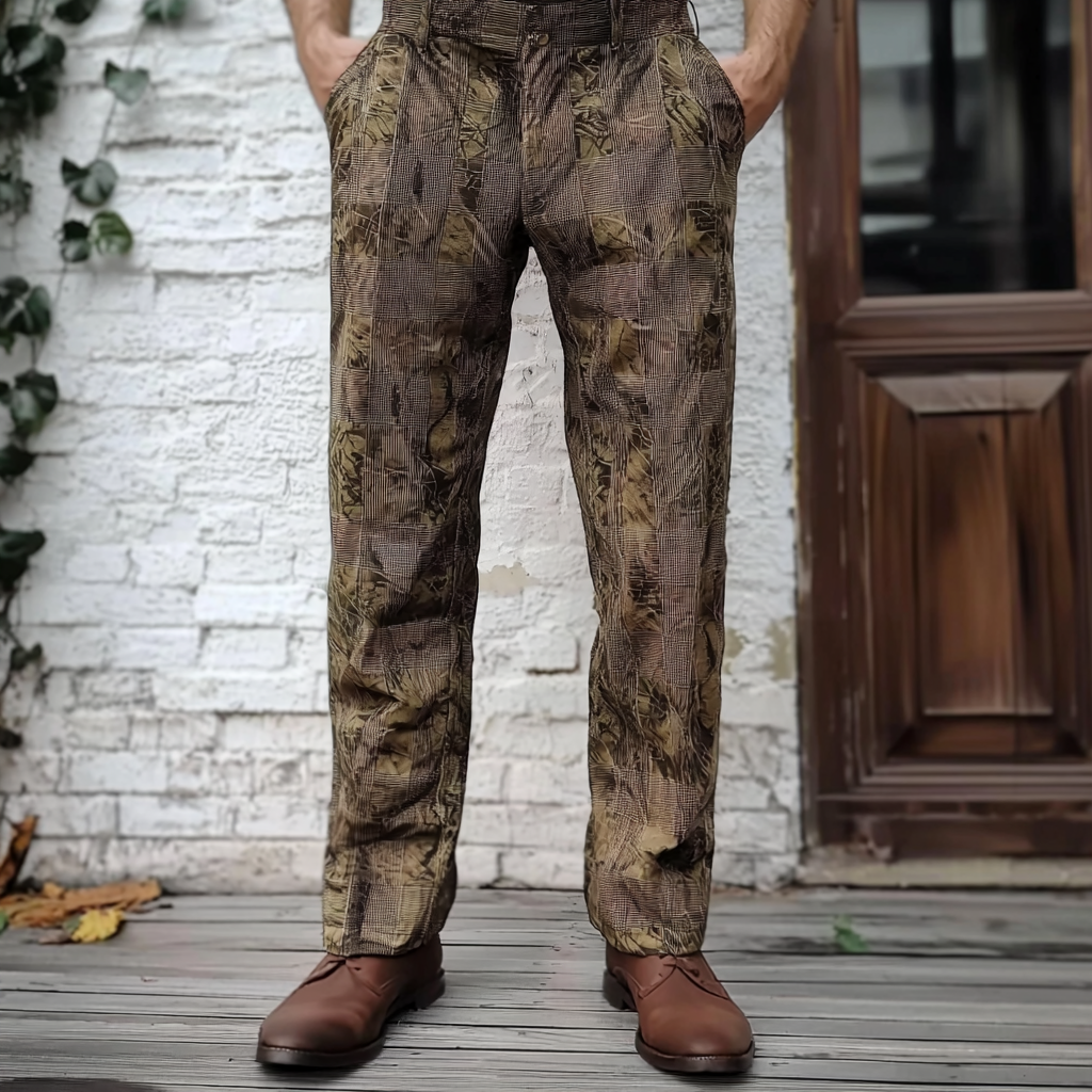 Python × fallen leaves Luxury Men's Unique Fashion Casual Suit Pants High Elasticity
