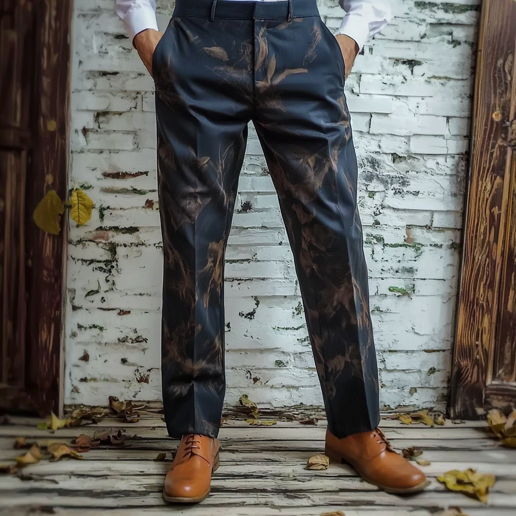 Python × fallen leaves Luxury Men's Unique Fashion Casual Suit Pants High Elasticity