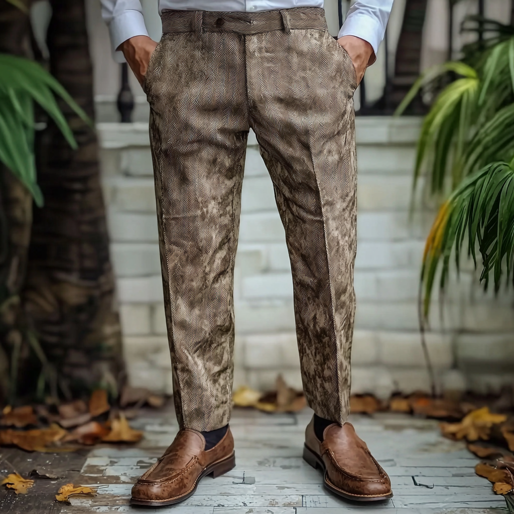 Python × fallen leaves Luxury Men's Unique Fashion Casual Suit Pants High Elasticity