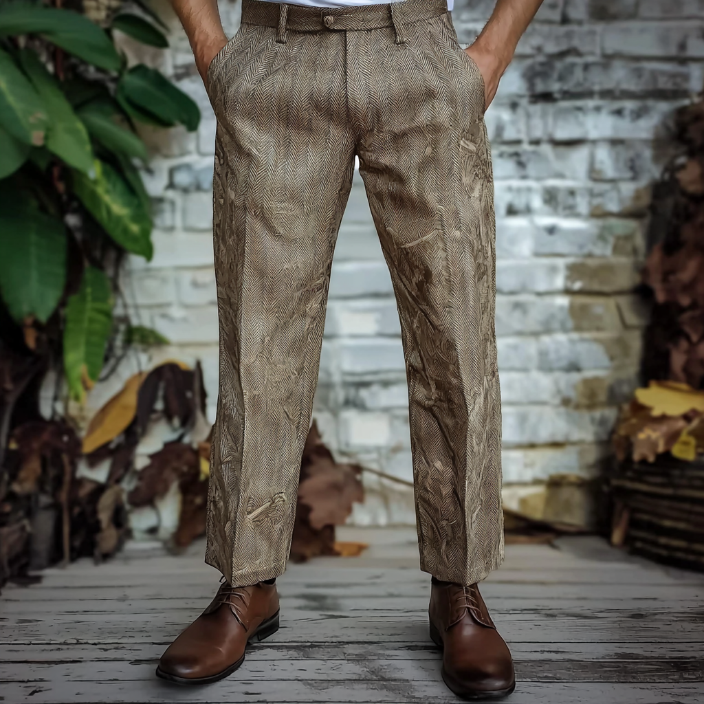 Python × fallen leaves Luxury Men's Unique Fashion Casual Suit Pants High Elasticity